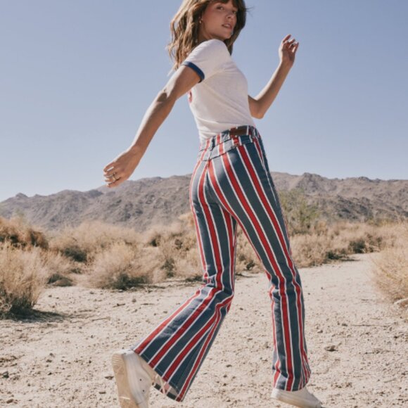 Wrangler Red White and Blue High Rise, Flare, Button Fly Denim Jeans - Picture 2 of 14
